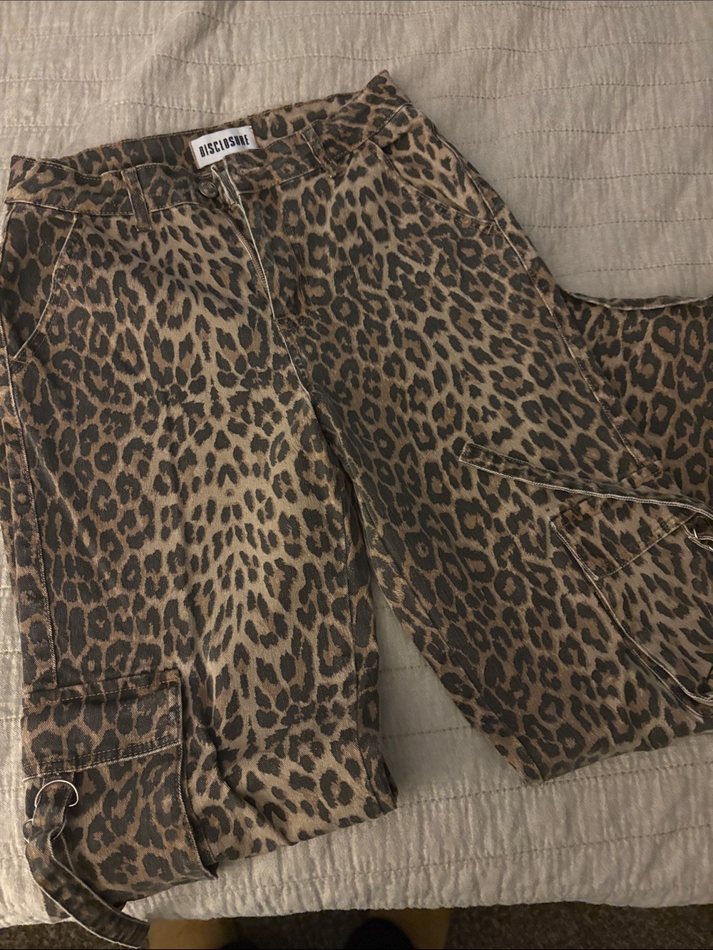 DISCLOSURE Leopard Print Wide leg cargo jeans